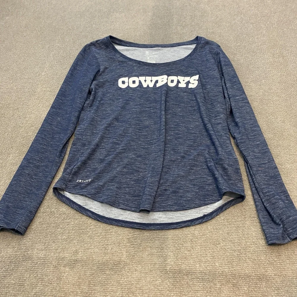 Dallas Cowboys Shirt Womens Small Blue NFL Football Nike Dri Fit‎ Long Sleeve